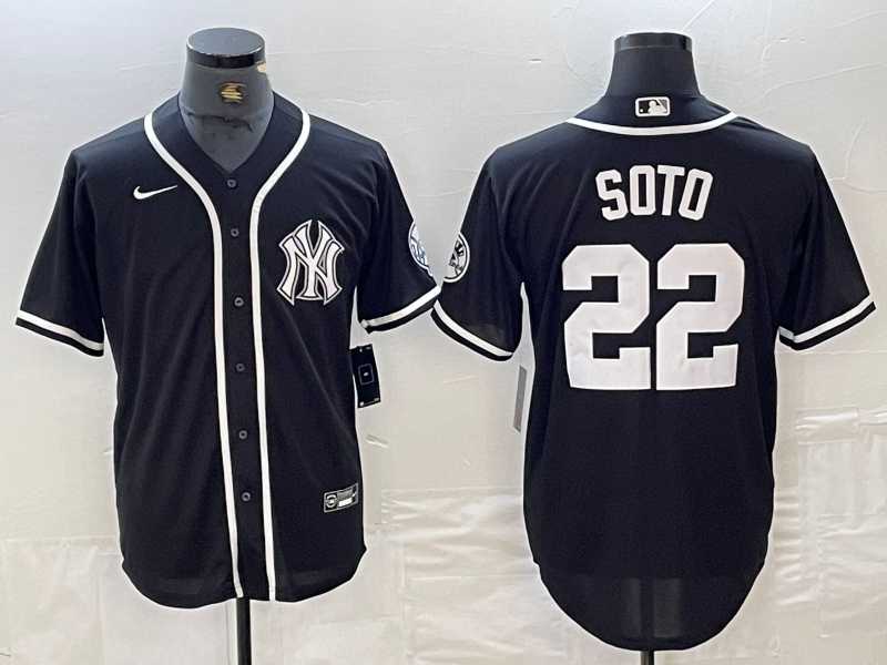 Men's New York Yankees #22 Juan Soto Black White Cool Base Stitched Jersey,We sell and wholesale Men's New York Yankees #22 Juan Soto Black White Cool Base Stitched Jersey on line form chian!